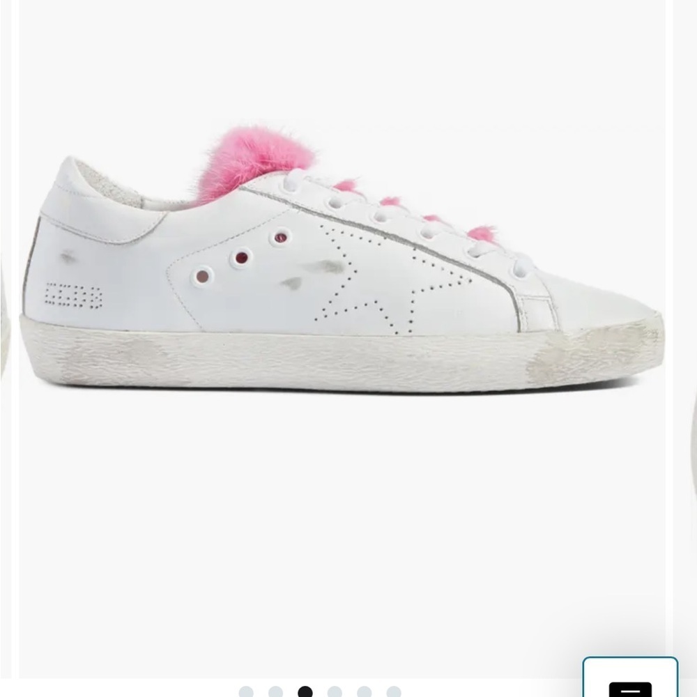 New Size 40 Golden Goose Superstar Sneakers White Leather Pink Mink Fur - Picture 3 of 13
